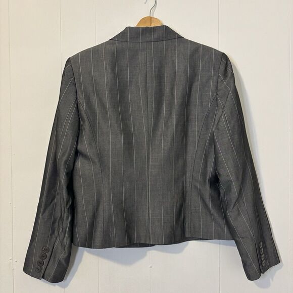 Talbots Italian Fabric Mohair Wool Blazer Jacket Gray Pinstripe 12 Work Career - Picture 4 of 10